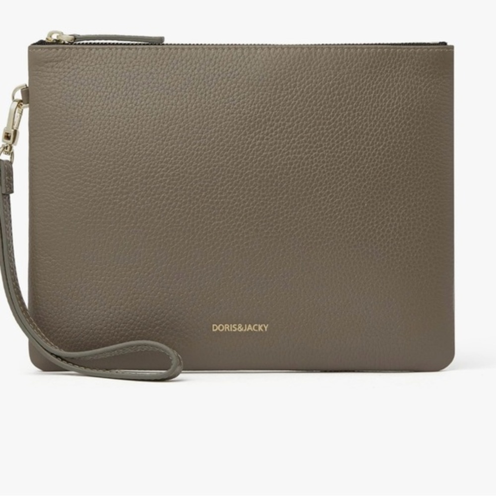 Doris and Jacky brown clutch/wristlet bag